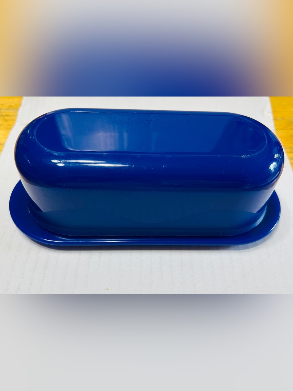 Tupperware impressions butter dish, navy blue, holds 1 stick of butter. NEW. - Picture 2 of 6